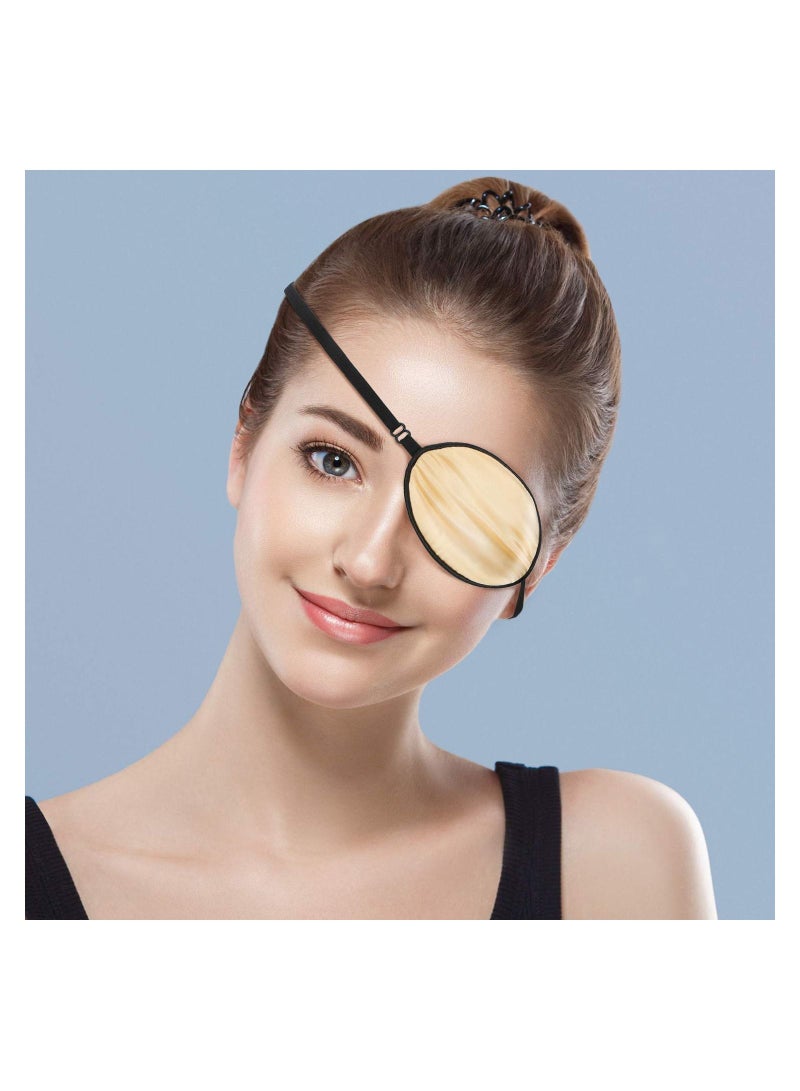 Silk Eye Patch Elastic Lazy Eye Patch Adjustable Single Eye Patch with Elastic Strap, for Adults Lazy Eye Amblyopia Strabismus No Leakage Smooth Soft, 3 Pieces