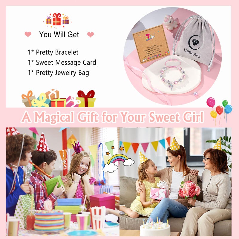 UPROMI 7 Year Old Girl Birthday Gifts, 7th Birthday Unicorn Decorations Best Most Popular Gifts for 7 Year Old Girl Bracelet - Image 5