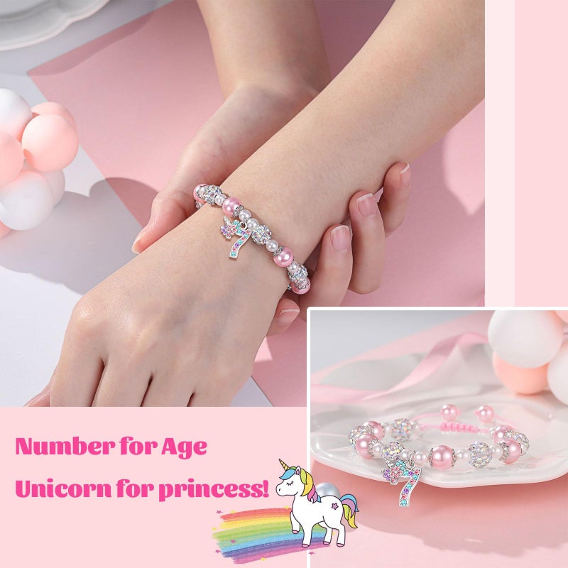 UPROMI 7 Year Old Girl Birthday Gifts, 7th Birthday Unicorn Decorations Best Most Popular Gifts for 7 Year Old Girl Bracelet - Image 3