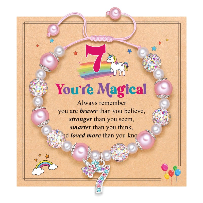 UPROMI 7 Year Old Girl Birthday Gifts, 7th Birthday Unicorn Decorations Best Most Popular Gifts for 7 Year Old Girl Bracelet - Image 1