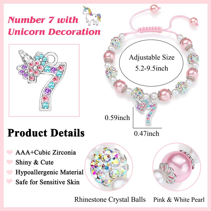 UPROMI 7 Year Old Girl Birthday Gifts, 7th Birthday Unicorn Decorations Best Most Popular Gifts for 7 Year Old Girl Bracelet - Image 2
