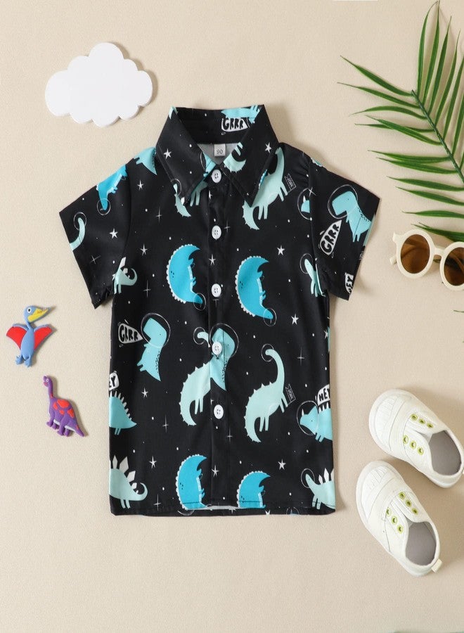 YAGATA Infant Boy Outfits 12 Months Summer Outfits Short Sleeve Dinosaur Shirt Pocket Pant Set Boys Clothes Set Dinosuar 90 12-18M - Image 2