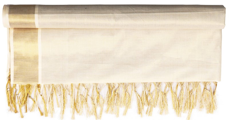 Fashily Tissue Women's Kerala Kasavu Off White Dupatta Length 2.2M | Width 46 Inches (Gold Kasavu) - Image 5