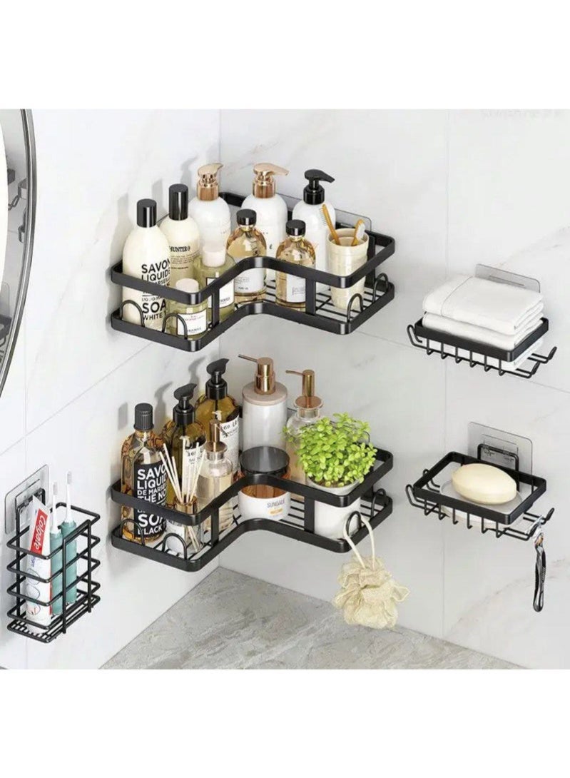 5-Piece Metal Corner Set – Includes 2 Metal Corners, 2 Spice Holders, and Brush Holder – Versatile Use for Kitchen and Shower - Image 2