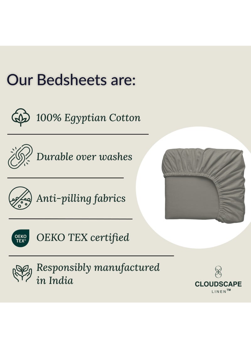 كلاود سكيب لينين Cloud Scape Linen 600 Thread Count Egyptian Cotton Sheet Set( Single, Charcoal) - Image 4