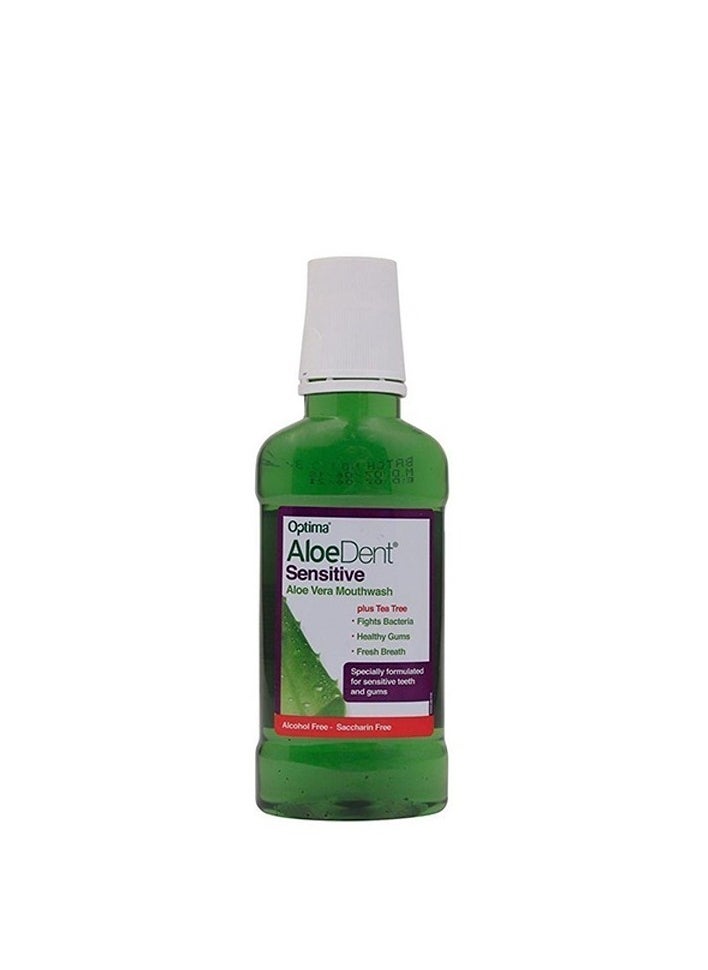 Aloe Dent - Sensitive Aloe Vera Mouthwash with Mint Fluoride Free Natural Action Vegan Cruelty Free Alcohol-Free Healthy Gums Fresh Breath 250ml - Image 1