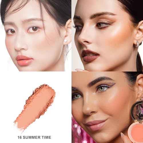 Oulac Peach Blush Makeup Fair Skin Pigmented Powery Blush Korean Style Natural Radiant Look Blendable Buildable blush Light Skin Vegan CrueltyFree 48g 16 Summer Time - Image 5