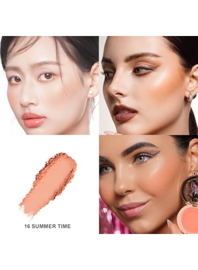 Oulac Peach Blush Makeup Fair Skin Pigmented Powery Blush Korean Style Natural Radiant Look Blendable Buildable blush Light Skin Vegan CrueltyFree 48g 16 Summer Time - Image 4