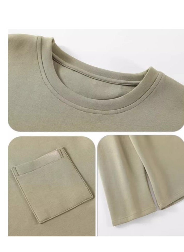 MIIOW - Men's Pure Cotton Long Sleeved Casual Simple Round Neck Home Suit Set - Image 1