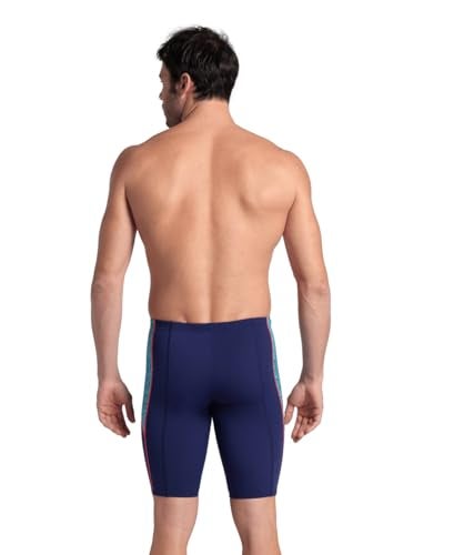 ARENA Performance Men's Camo Kikko Swim Jammer MaxLife Knee-Length Swimsuit Athletic Pool Training Competitive Bathing Suit, Navy/Water Multi, US Size 26 - Image 2