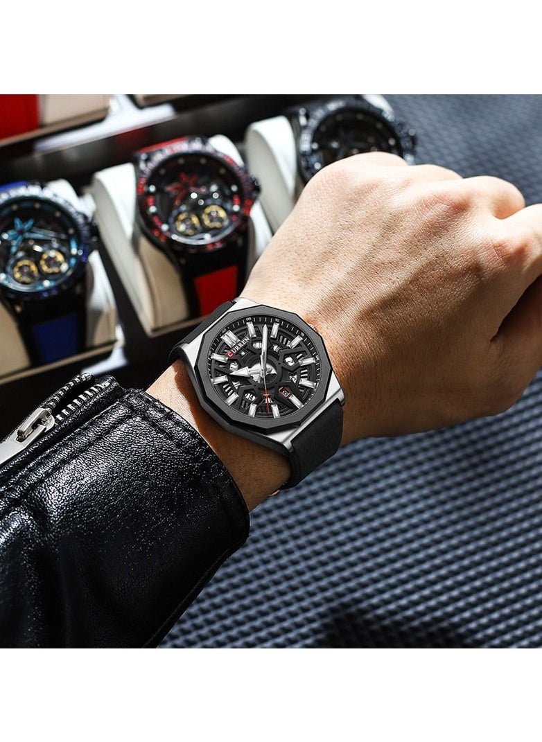 CURREN - Men's 8437 Water Resistant Rubber Watch - 44mm - Black - Image 1