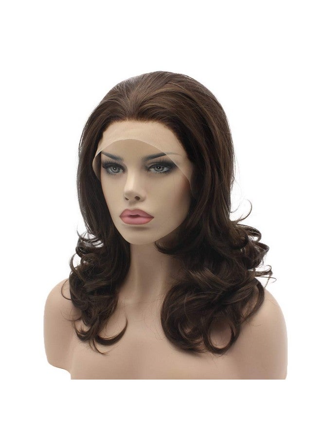 Lushy Stylish Medium Length Ash Brown Mix Wig Heat Friendly Heavy Density Synthetic Lace Front Wig - Image 4