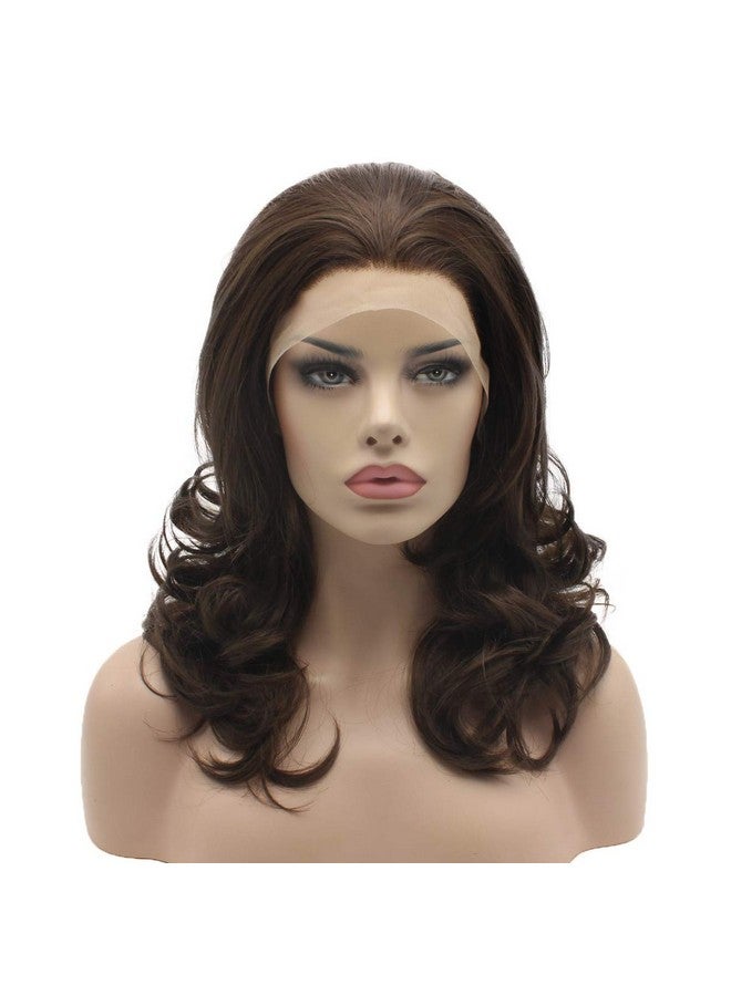 Lushy Stylish Medium Length Ash Brown Mix Wig Heat Friendly Heavy Density Synthetic Lace Front Wig - Image 2