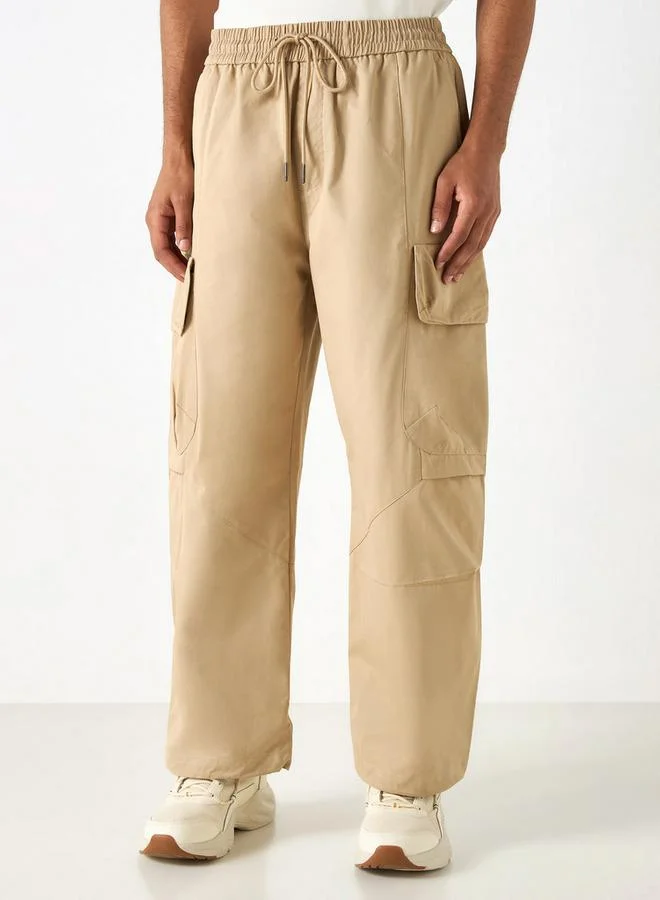 Lee Cooper Solid Cargo Pants with Pockets