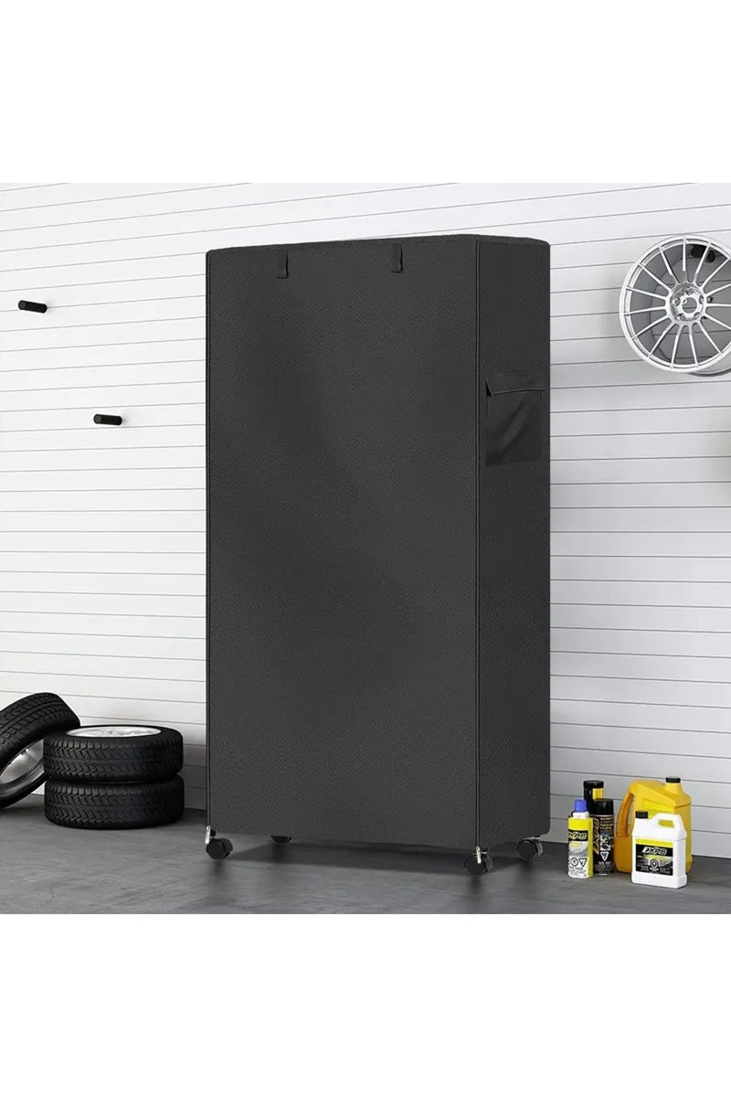 إيروريكس غطاء رف معدني خارجي أسود اللون، قطعة واحدة، بأبعاد 92×41×183 سم - شبكة تخزين مقاومة للماء والغبار مزودة بسحاب - Image 1