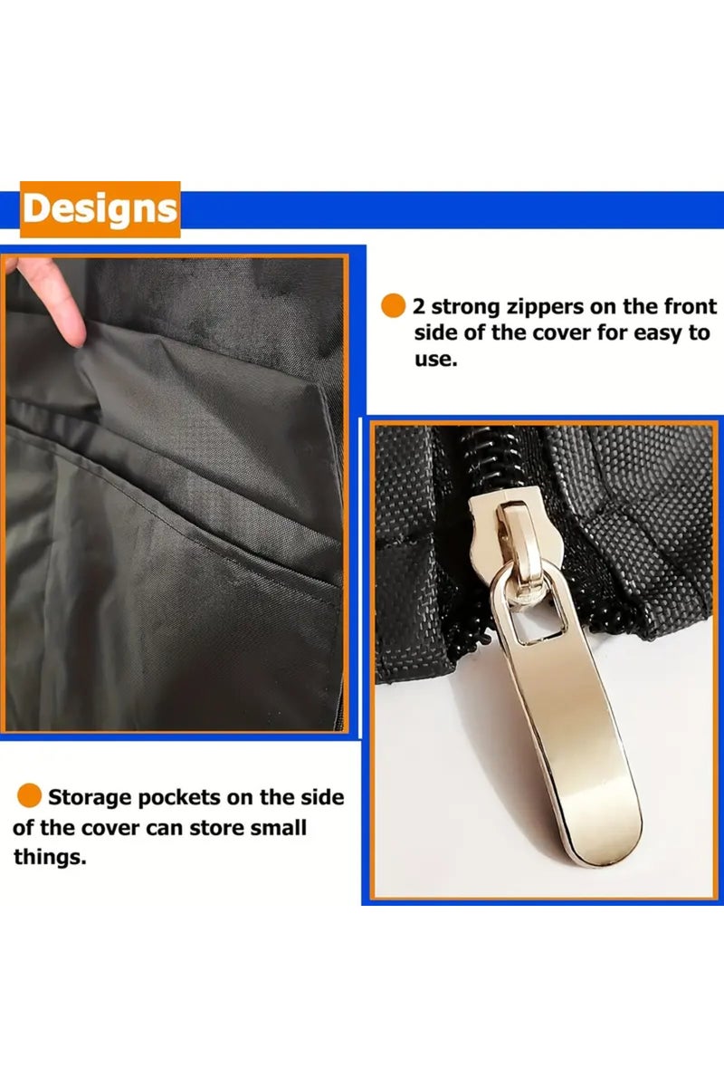 إيروريكس غطاء رف معدني خارجي أسود اللون، قطعة واحدة، بأبعاد 92×41×183 سم - شبكة تخزين مقاومة للماء والغبار مزودة بسحاب - Image 3