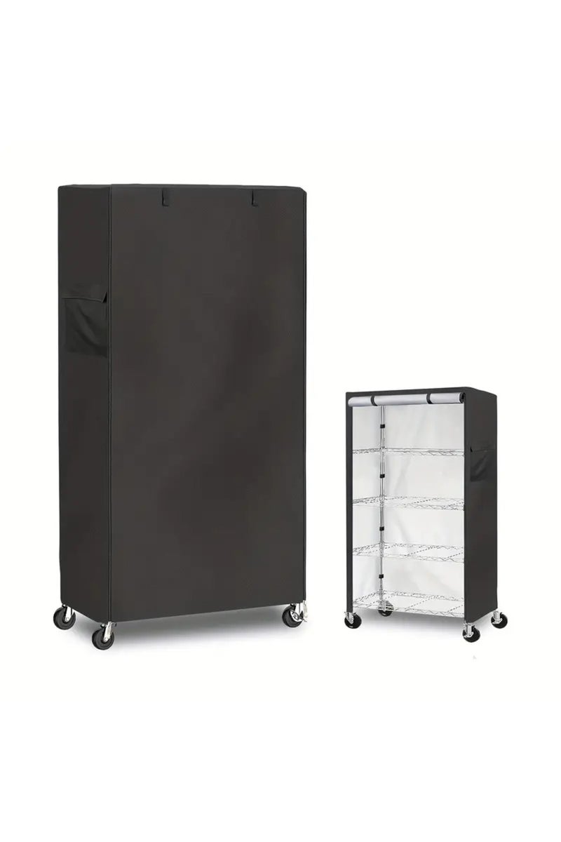 إيروريكس غطاء رف معدني خارجي أسود اللون، قطعة واحدة، بأبعاد 92×41×183 سم - شبكة تخزين مقاومة للماء والغبار مزودة بسحاب - Image 5