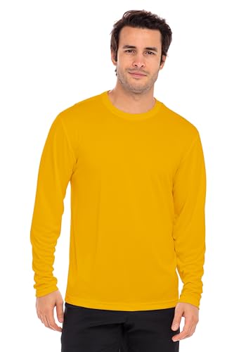 Opna Men's Long Sleeve Moisture Wicking Athletic Shirts Gold-L - Image 2