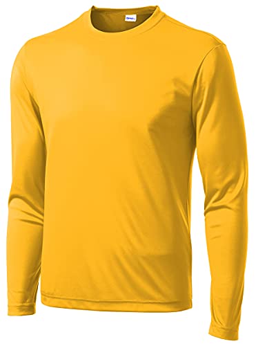 Opna Men's Long Sleeve Moisture Wicking Athletic Shirts Gold-L - Image 5