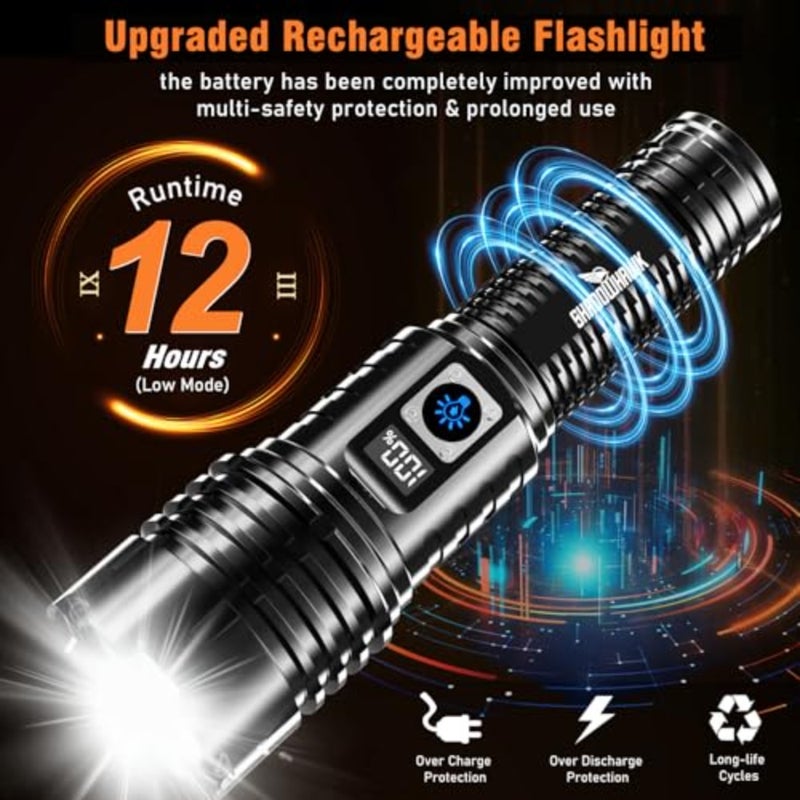 Flashlight Rechargeable TorchLight, 20000 Lumens Flash Light Led flashlights Tactical, XHM77.2 Led Torch Light High Power, USB Handheld Powerful Torches for Camping Hiking Emergency - Image 4