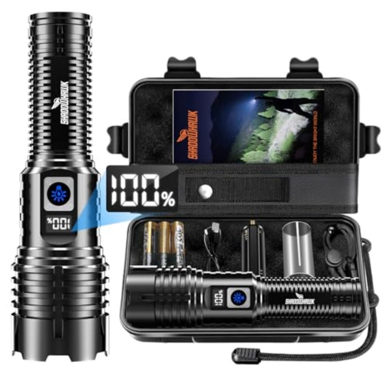 Flashlight Rechargeable TorchLight, 20000 Lumens Flash Light Led flashlights Tactical, XHM77.2 Led Torch Light High Power, USB Handheld Powerful Torches for Camping Hiking Emergency - Image 1