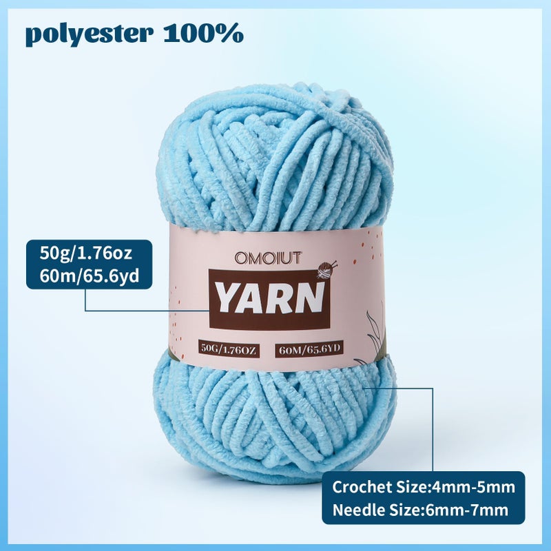 OMoiut 12 Pack Chenille Velvet Yarn - Baby Yarn for Crocheting Soft - Amigurumi Yarns Set with 600g(787yd) Crochet Yarns Crochet Hookã€Stitch Markersã€Fluffy Stuffingã€Accessories D - Image 3