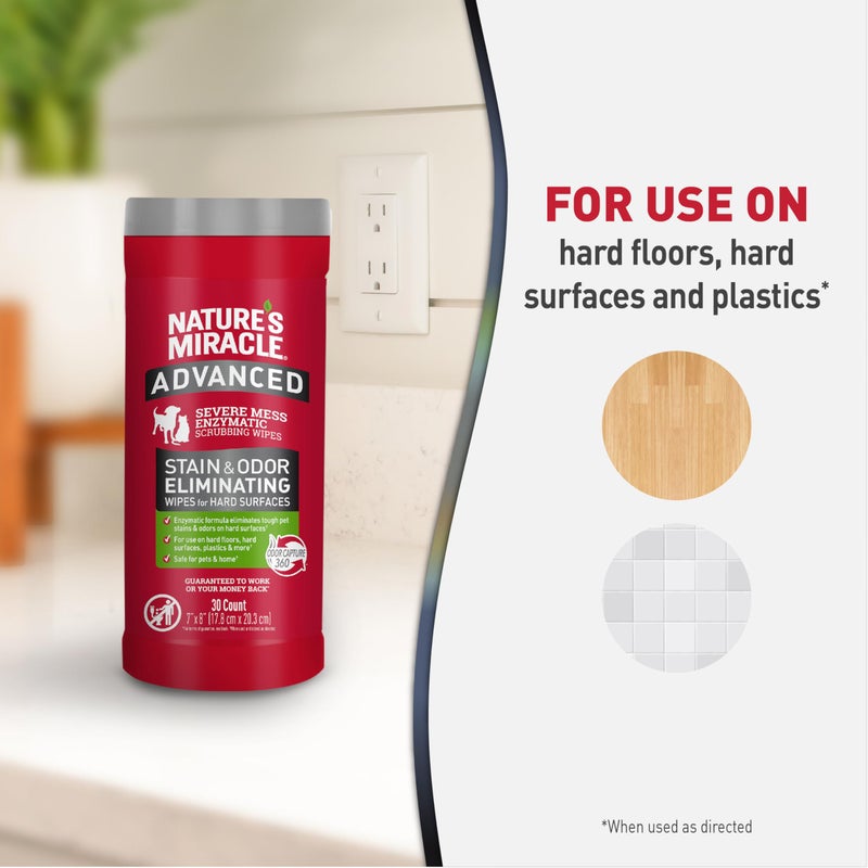 Nature's Miracle Natureâ€™s Miracle Advanced Stain And Odor Eliminating Wipes for Hard Surfaces, 30 Count, Enzymatic Formula Eliminates Tough Pet Messes - Image 5