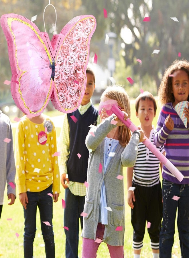 Zhanmai Small Butterfly Sunflower Piñata Girl Set Include 15.4 x 11.3 x 2 Inch Pink Piñata Bat Stick and Blindfold Mask for Girls Birthday Party Supplies Decor(Butterfly) - Image 4