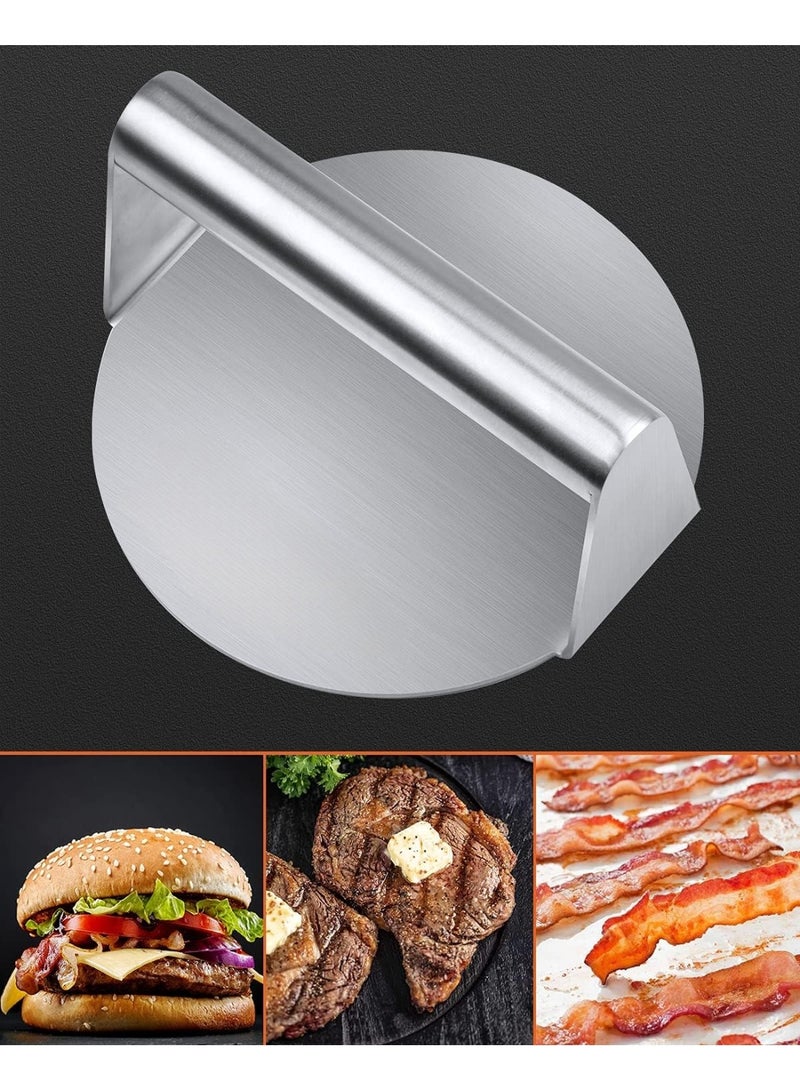 Burger Press, Professional Stainless Steel Smash Burger Press, 5.5 inch Round Griddle Accessories Kit for Flat Top Grill, Non-Stick - Image 5