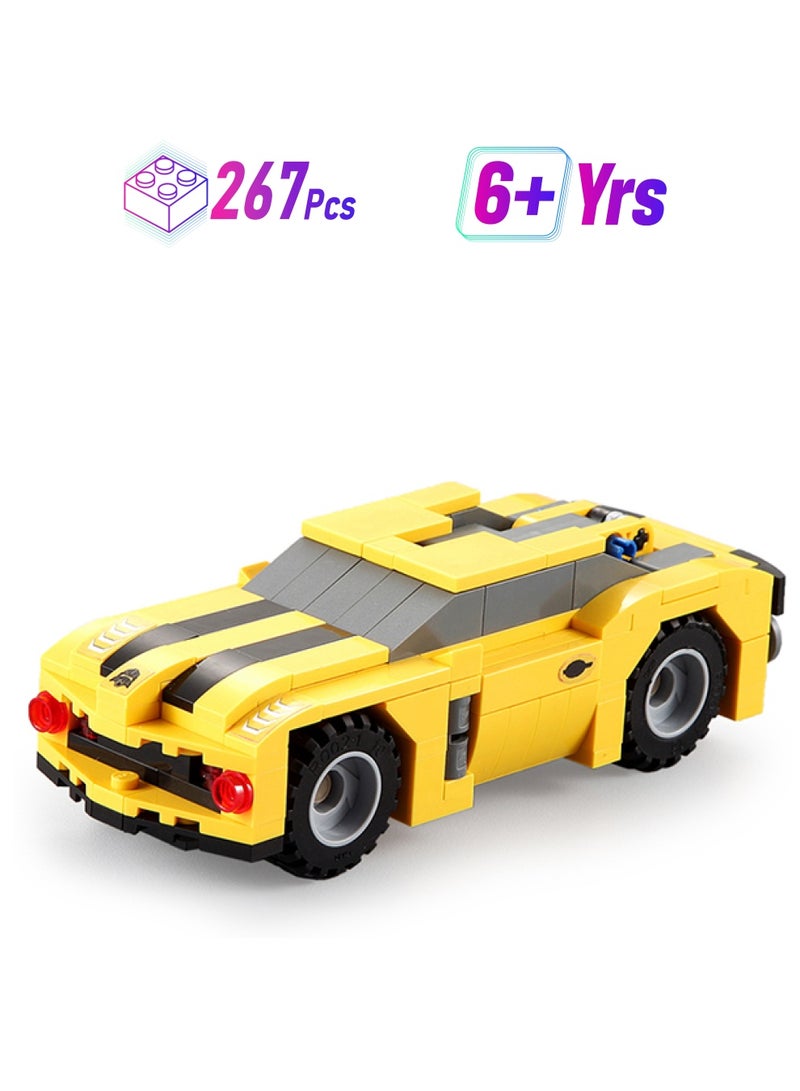 CaDA CaDA 2 in 1 Car Toy Building Blocks Yellow Hornet Robot  C52020W 267pcs for +6 Years old  - Image 1