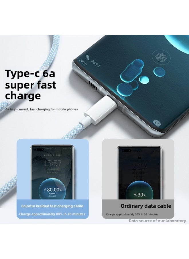 Typec Data Cable 100W Fast Charging Tpyec Charging Cable For Huawei Mate60 Glory Vivo Millet P3-Color:【elegant Gray-quick Charging Set】 Colorful Typec Fast Charging Cable + Fast Charging Head-1m