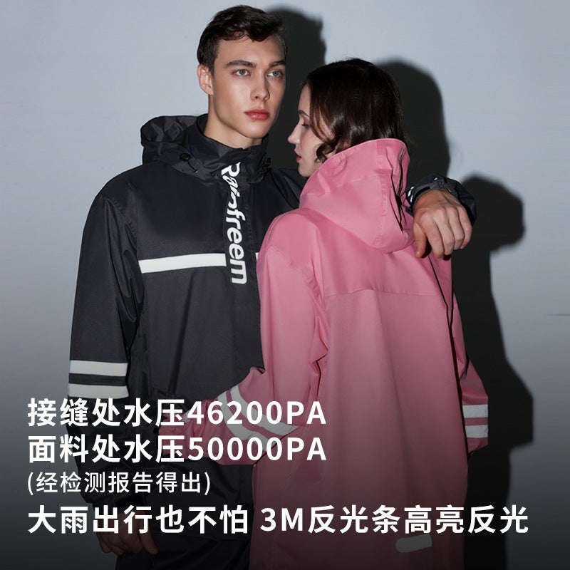 Raincoat And Rain Pants Set, Rainproof And Thickened, Adult Takeout Reflective Raincoat, Outdoor Fashionable Double-Layer Cycling Rain Pants - Image 3
