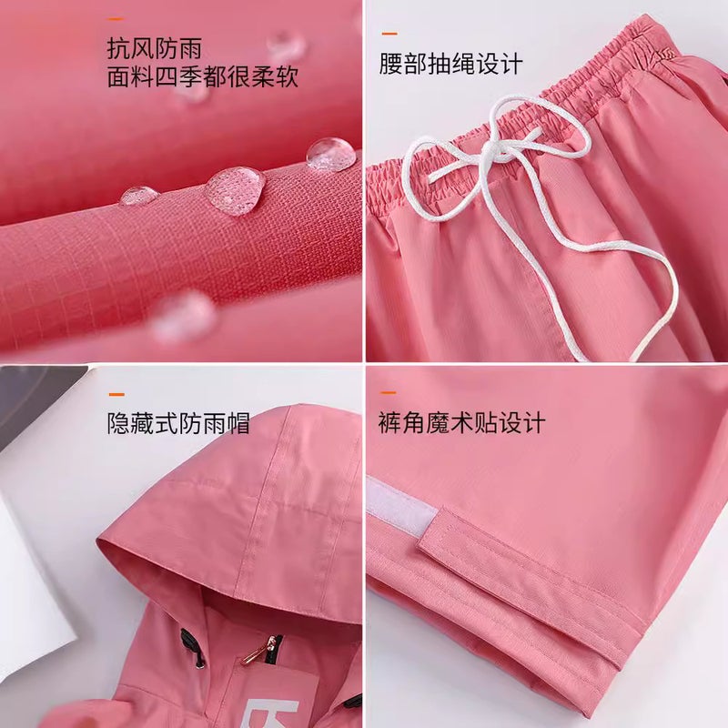 Raincoat And Rain Pants Set, Rainproof And Thickened, Adult Takeout Reflective Raincoat, Outdoor Fashionable Double-Layer Cycling Rain Pants - Image 5