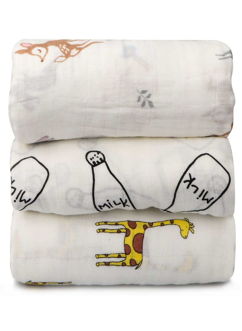 HomarKet - 3 Packs Baby Swaddle Blanket New Born Baby Clothes Large Premium Knit Baby Burp Cloth Muslin Baby Blankets for Girls and Boys - Image 1