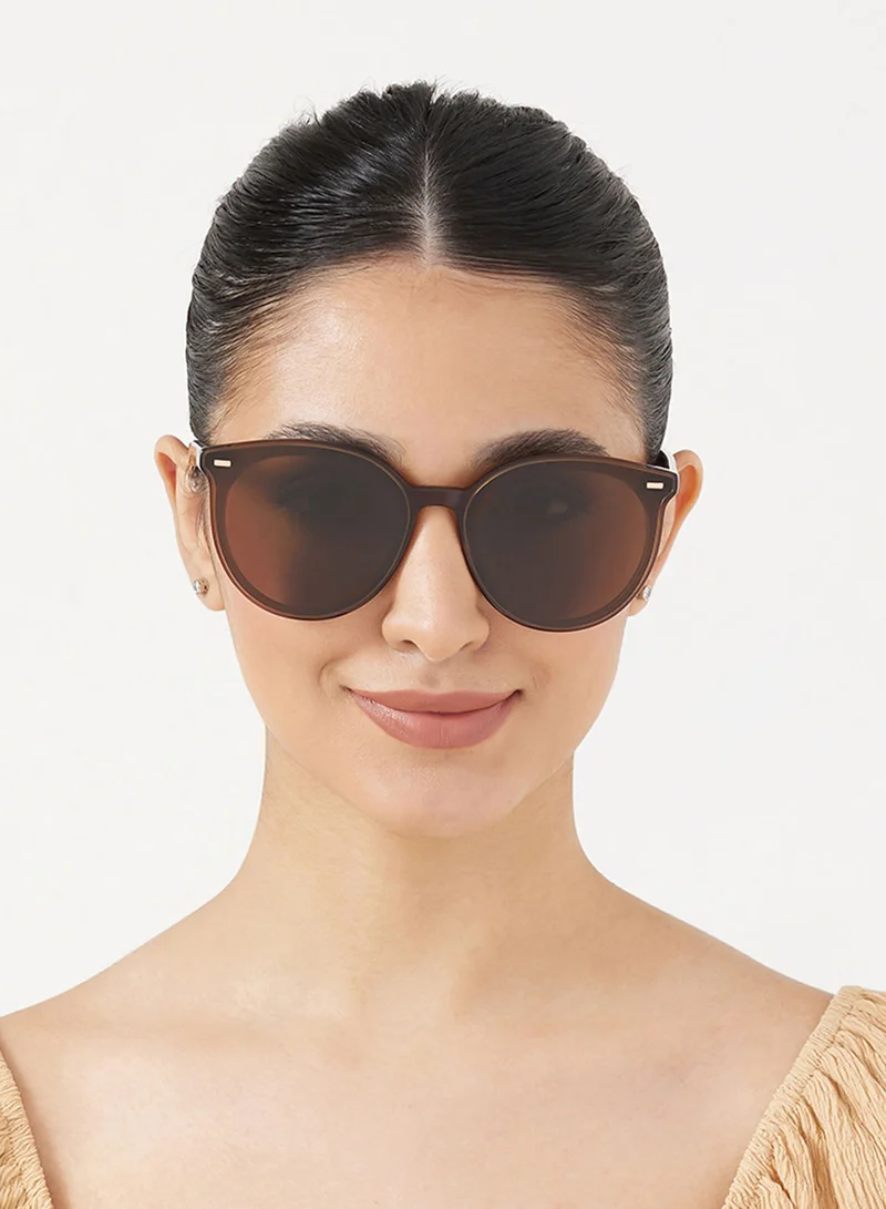 30 سندايز نظارة شمسية هرا نسائية دائرية بحماية UV400 (بني)