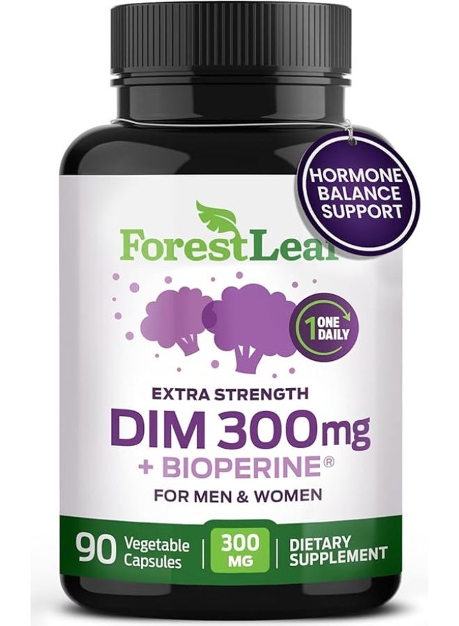 فورست ليف DIM بتركيز 300 ملغ مع BioPerine® – دعم متقدم لتوازن الهرمونات للرجال والنساء، 90 كبسولة لدعم الأيض، والحيوية، والصحة اليومية. - Image 1