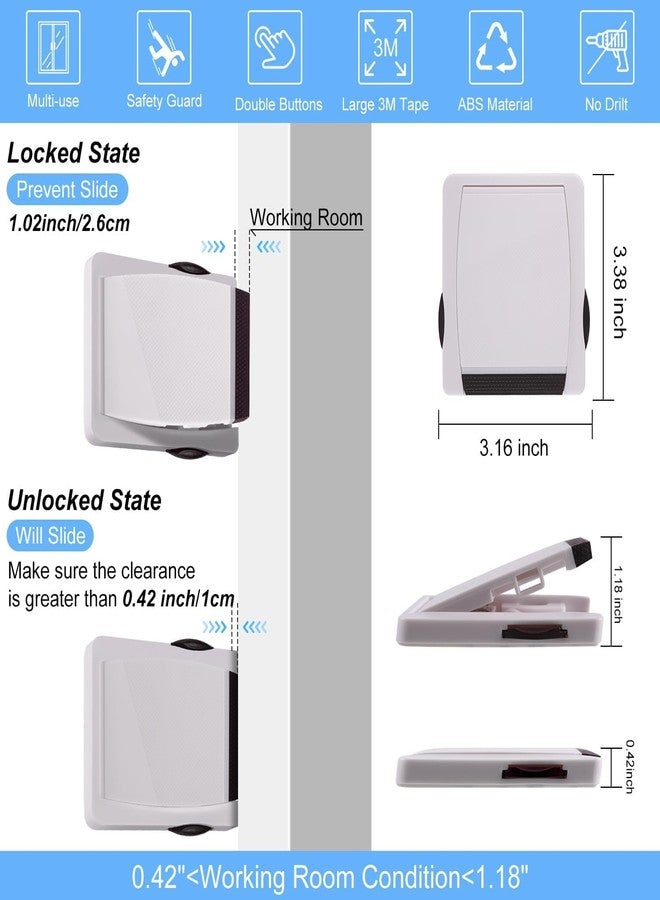 موكا قفل باب منزلق من موكا | قفل أمان للأطفال لاصق من 3M للأبواب الزجاجية المنزلقة والنوافذ والخزائن والأدراج | أمان للأطفال والحيوانات الأليفة | لا يحتاج إلى ثقب | بني | عبوة من قطعتين - Image 2