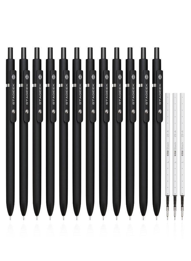 STAGEEK Black Gel Pens GX3, 12Pcs Fine Point Smooth Writing Pens with 3 Extra Refills, Quick Dry Black Ink Pens for Journaling, Office, Note Taking, School Supplies, Nurse Aesthetic(Black) - Image 1