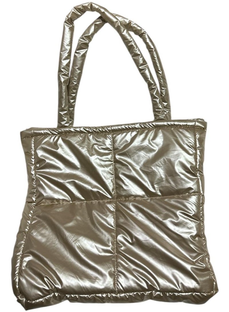 " An ideal large-sized women's shoulder bag lined with soft, water-resistant, high-quality fabric-Gold
