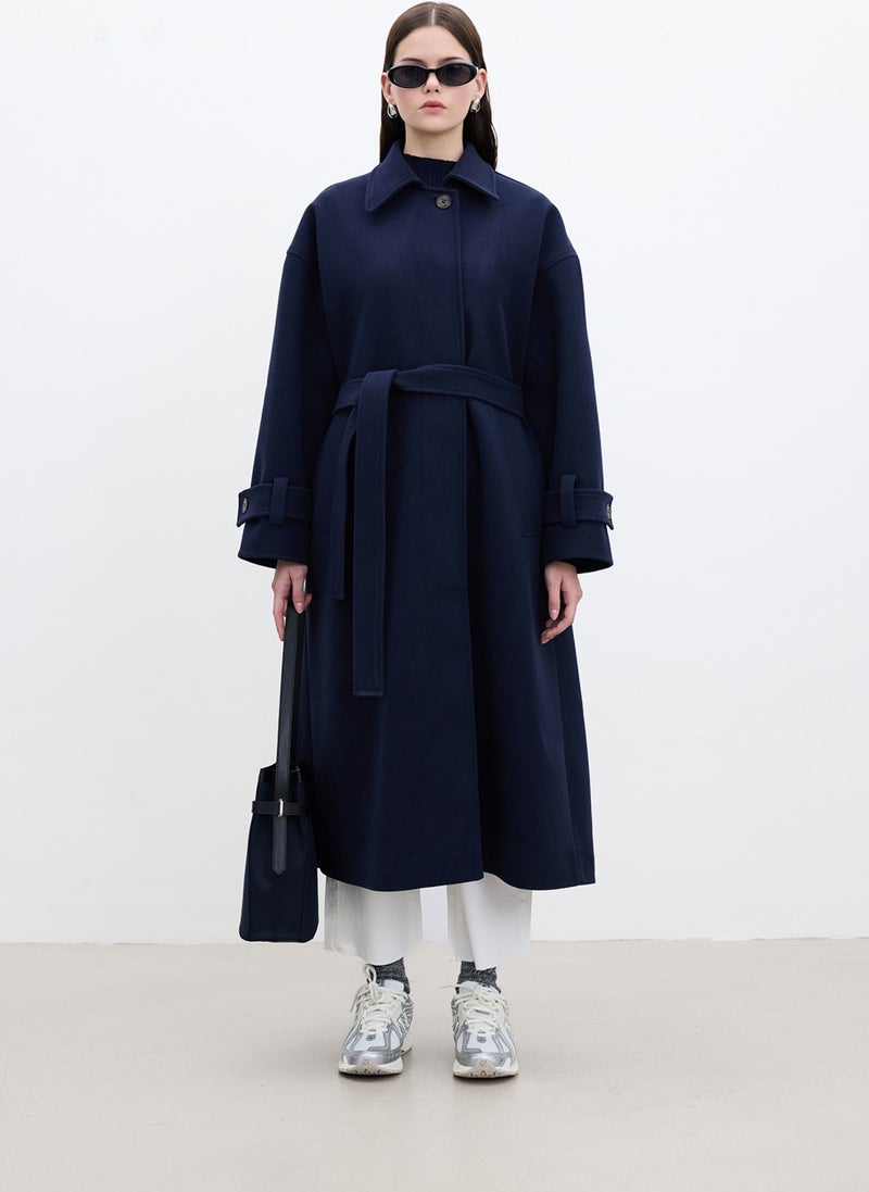Manuka Andy Oversized Cashmere Coat Navy Blue  - Image 2
