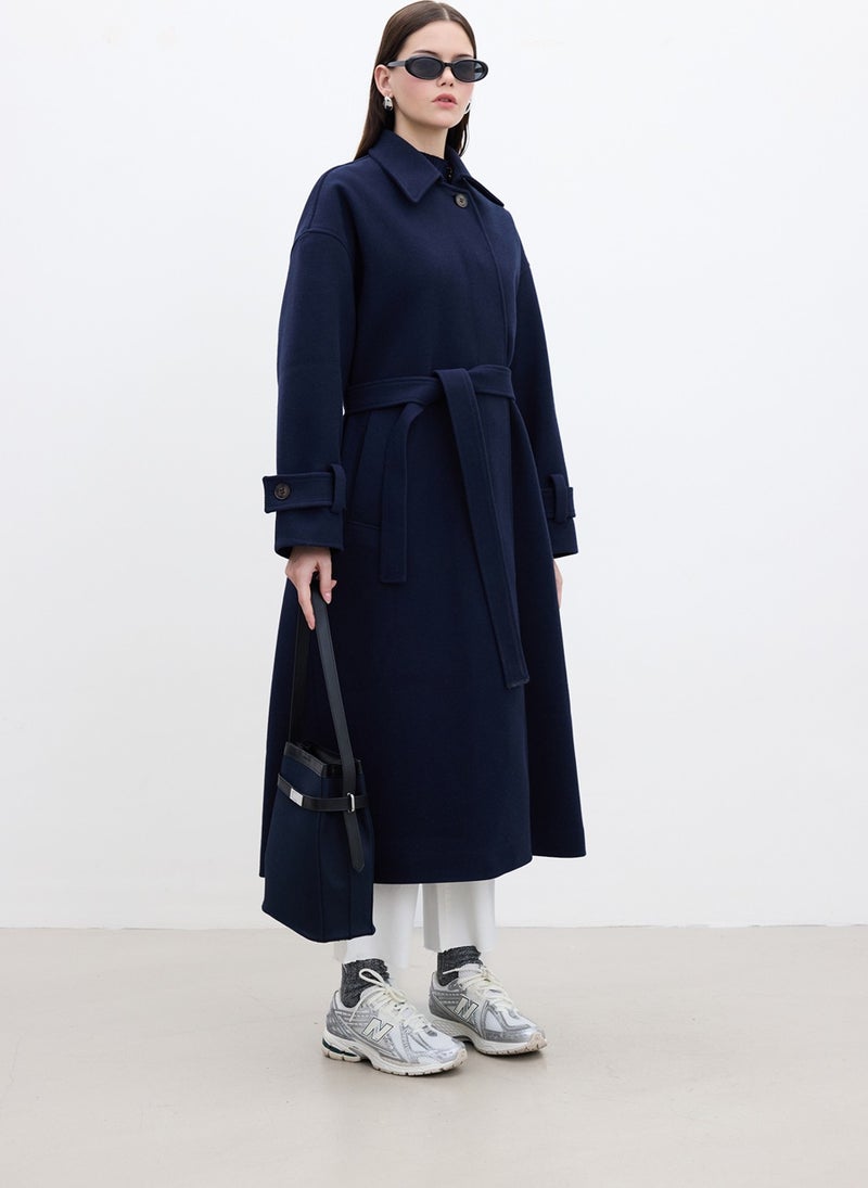 Manuka Andy Oversized Cashmere Coat Navy Blue  - Image 3