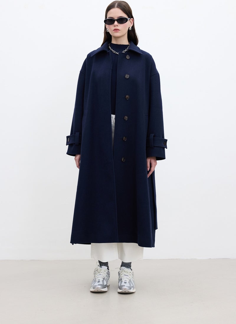 Manuka Andy Oversized Cashmere Coat Navy Blue  - Image 5
