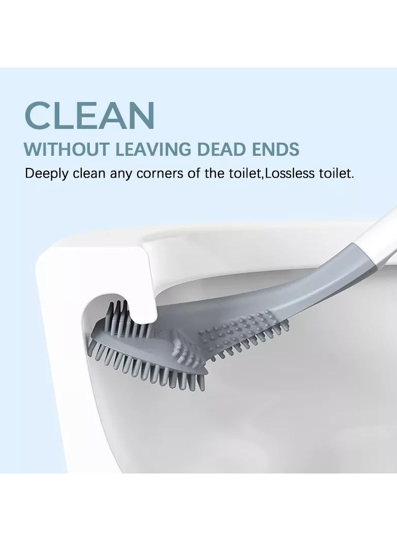 درامــــــا هوم  فرشاة تواليت حمام رأس غولف ذات معالجة طويلة ، سيليكون تنظيف 360 درجة بدون نهاية فرشاة تواليت مع خطاف لزج ، فرشاة تواليت مرنة قابلة للتنظيف على الحائط لتنظيف الحمام - Image 2