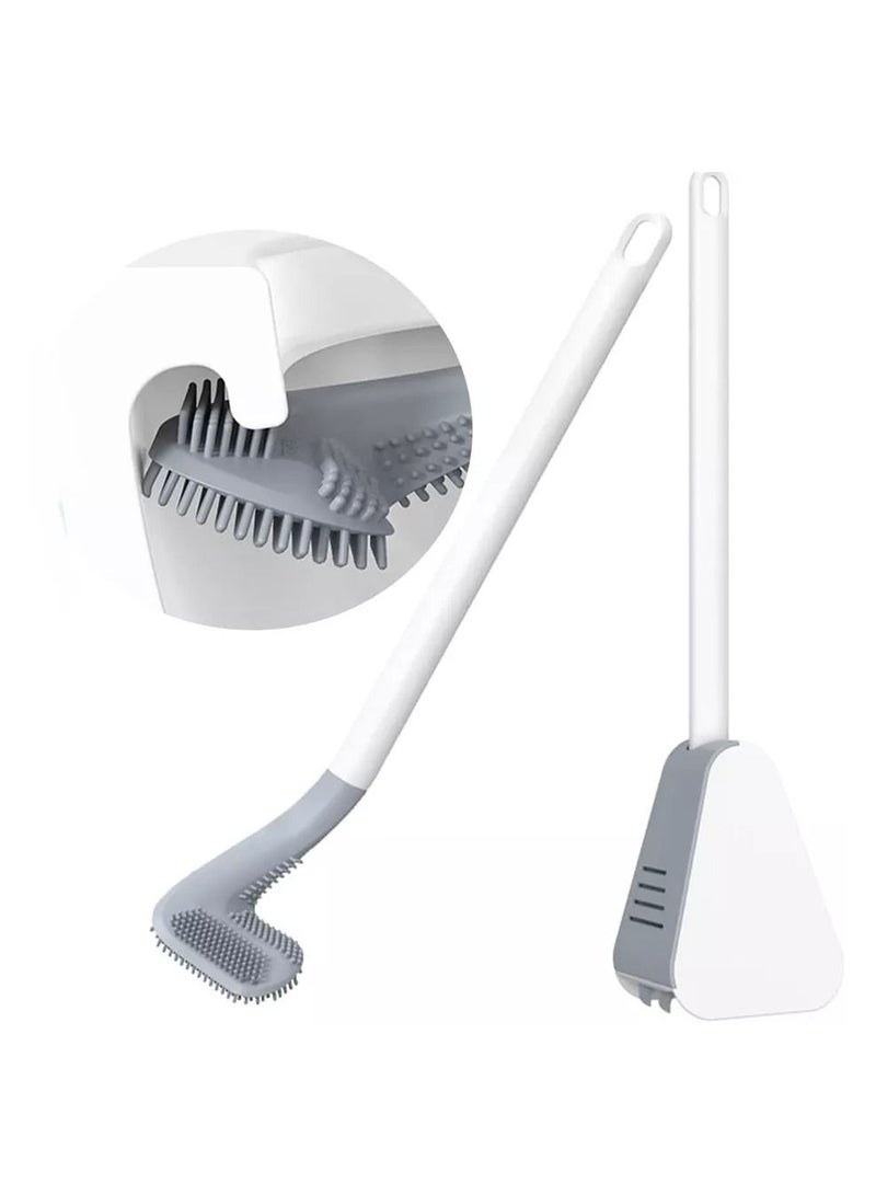 درامــــــا هوم  فرشاة تواليت حمام رأس غولف ذات معالجة طويلة ، سيليكون تنظيف 360 درجة بدون نهاية فرشاة تواليت مع خطاف لزج ، فرشاة تواليت مرنة قابلة للتنظيف على الحائط لتنظيف الحمام - Image 3