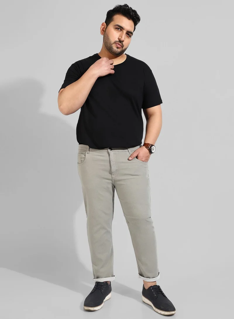Instafab Plus  Men's Classic Solid Grey Regular Fit Denim Jeans for Men | Best Price UAE