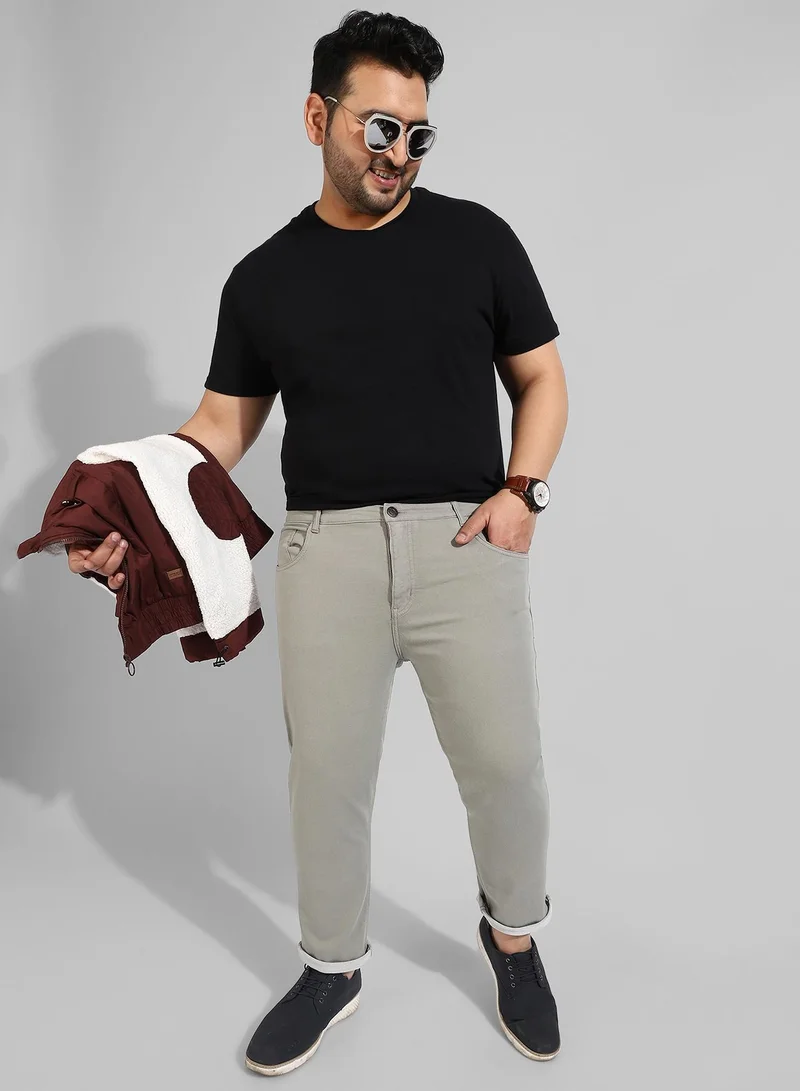 Instafab Plus  Men's Classic Solid Grey Regular Fit Denim Jeans for Men | Best Price UAE