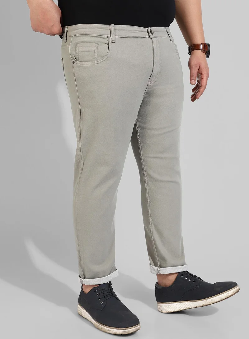 Instafab Plus  Men's Classic Solid Grey Regular Fit Denim Jeans for Men | Best Price UAE
