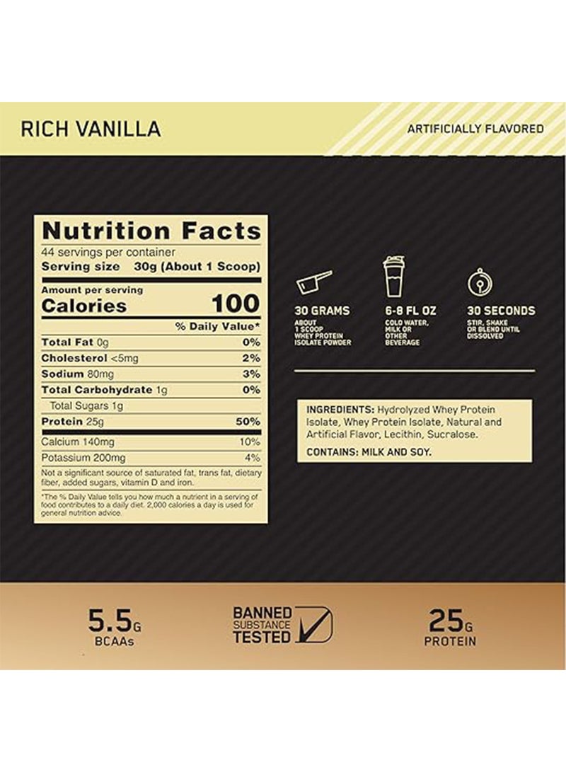 Optimum Nutrition Gold Standard Isolate Protein - Rich Vanilla - 1.32 Kg - Image 2