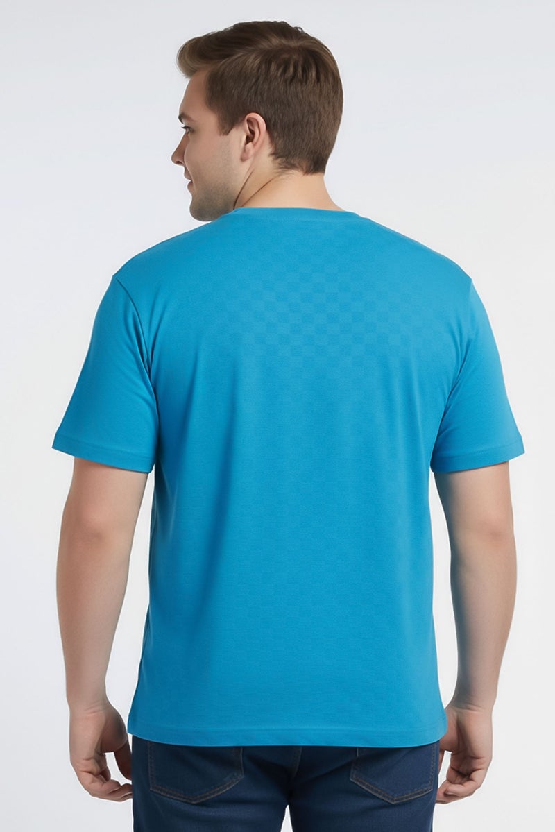 armani Emporio Armani Men Crew Neck Short Sleeve Textured T-Shirt, Blue - Image 5