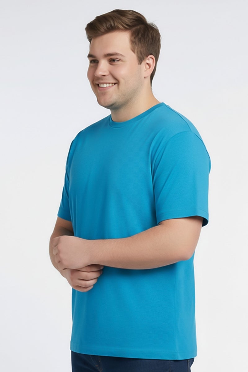 armani Emporio Armani Men Crew Neck Short Sleeve Textured T-Shirt, Blue - Image 3